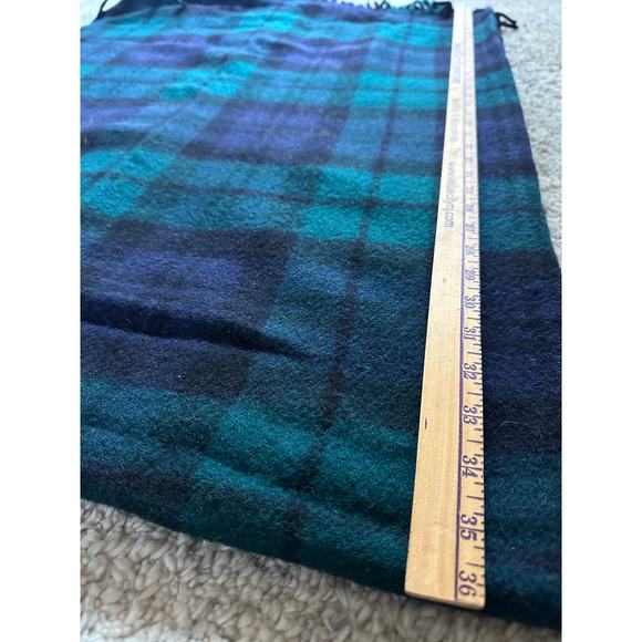 Vintage Pendleton Wool Throw Blanket Plaid 52x72” fringed dark blue green - Picture 11 of 12
